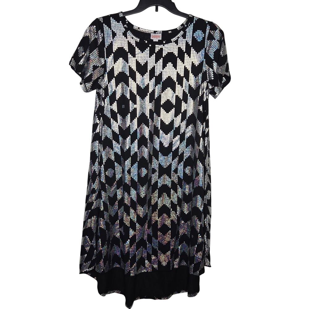 LuLaRoe Elegant Carly Silver Foil Holographic Midi Dress NEW Size Large